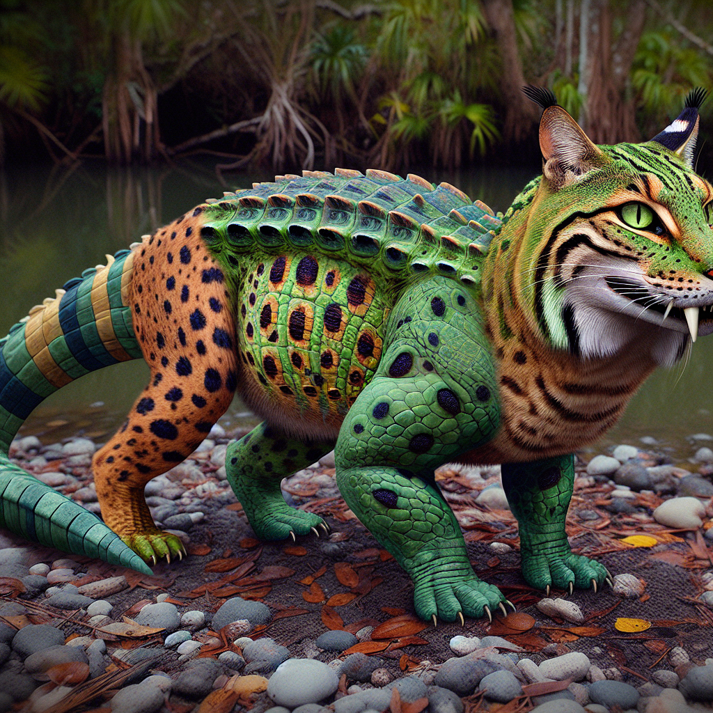 AlliCat, an AI-generated hybrid of Alligator and Bobcat