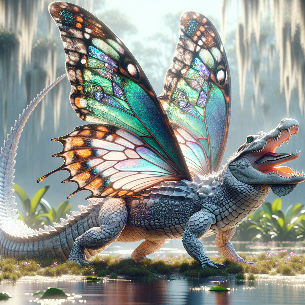 Allibutter, an AI-generated hybrid of Alligator and Butterfly
