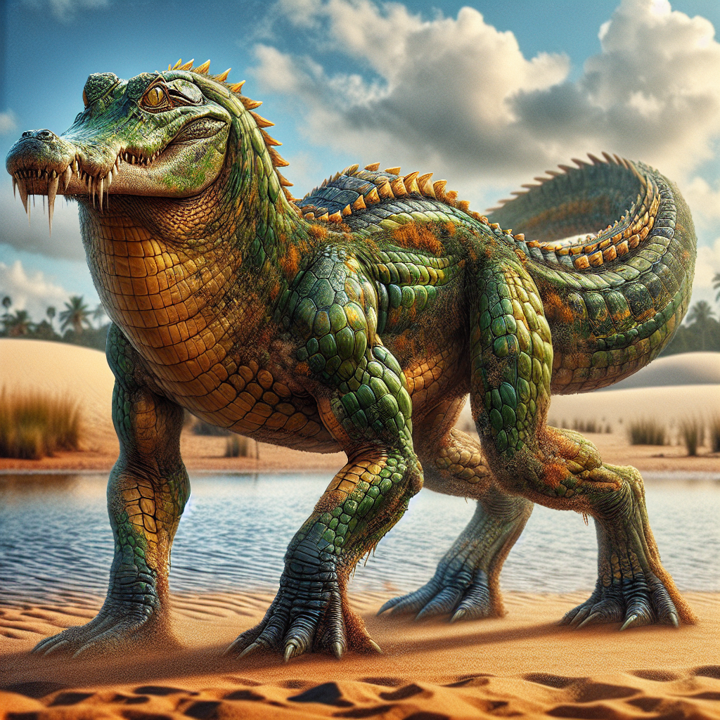 AlliCamel, an AI-generated hybrid of Alligator and Camel