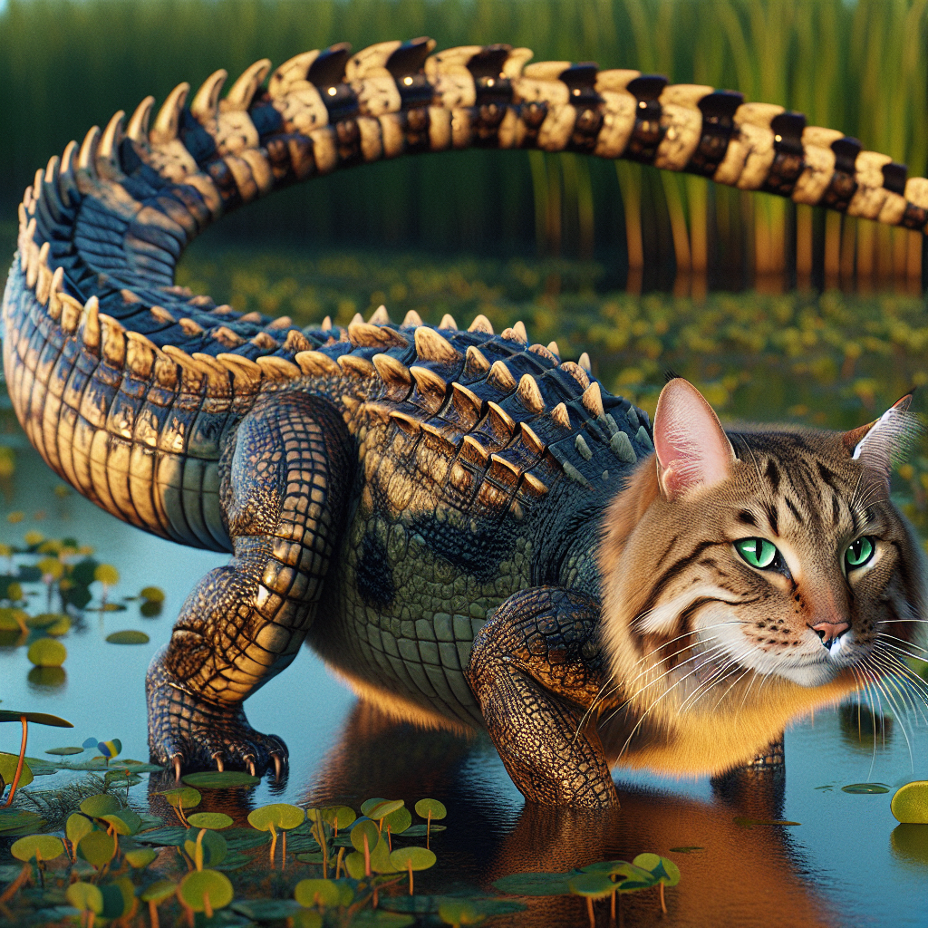 Cattigator, an AI-generated hybrid of Alligator and Cat