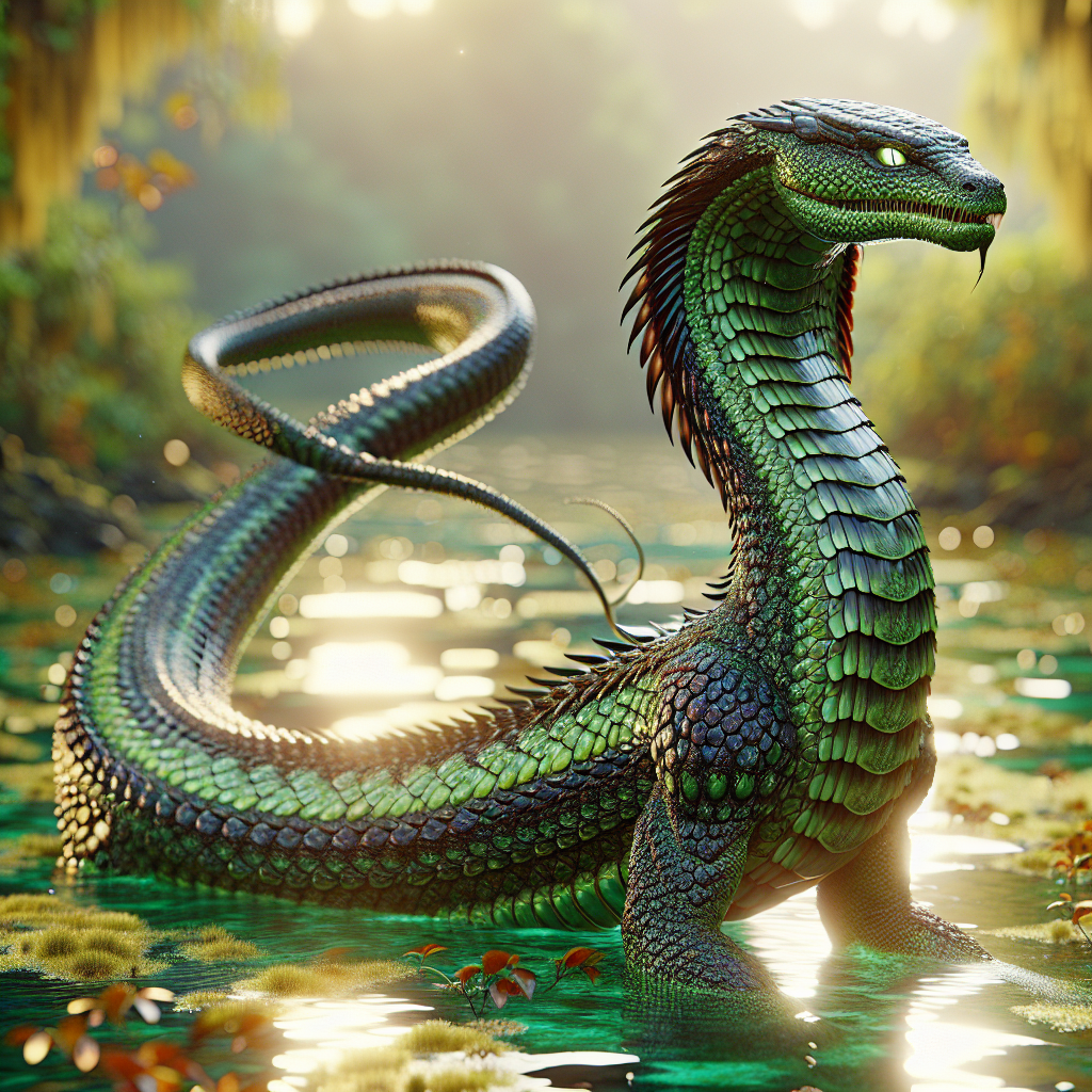 CobraGator, an AI-generated hybrid of Alligator and Cobra