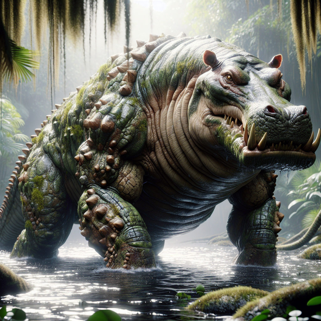 Hippocroc, an AI-generated hybrid of Hippopotamus and Crocodile