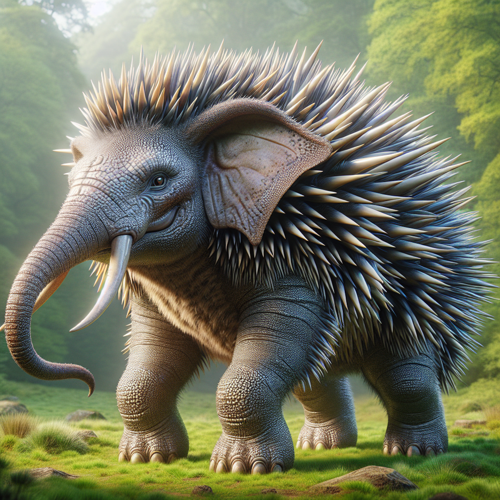 Echidolphant, an AI-generated hybrid of Echidna and Elephant