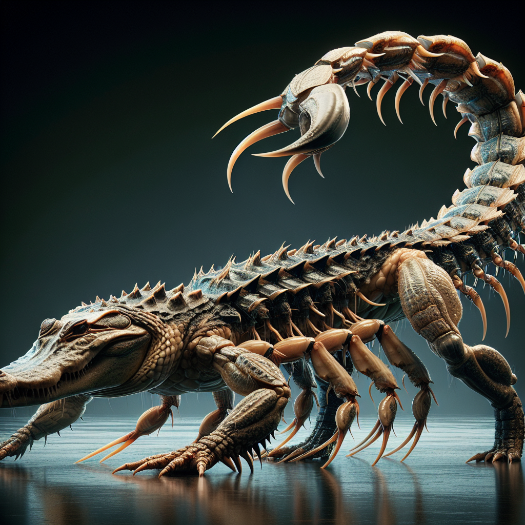 Scalligator, an AI-generated hybrid of Scorpion and Alligator