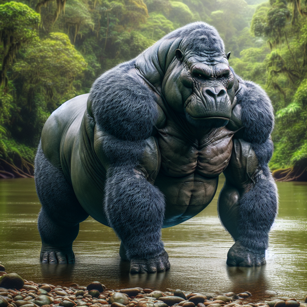 Gorillopotamus, an AI-generated hybrid of Hippopotamus and Gorilla