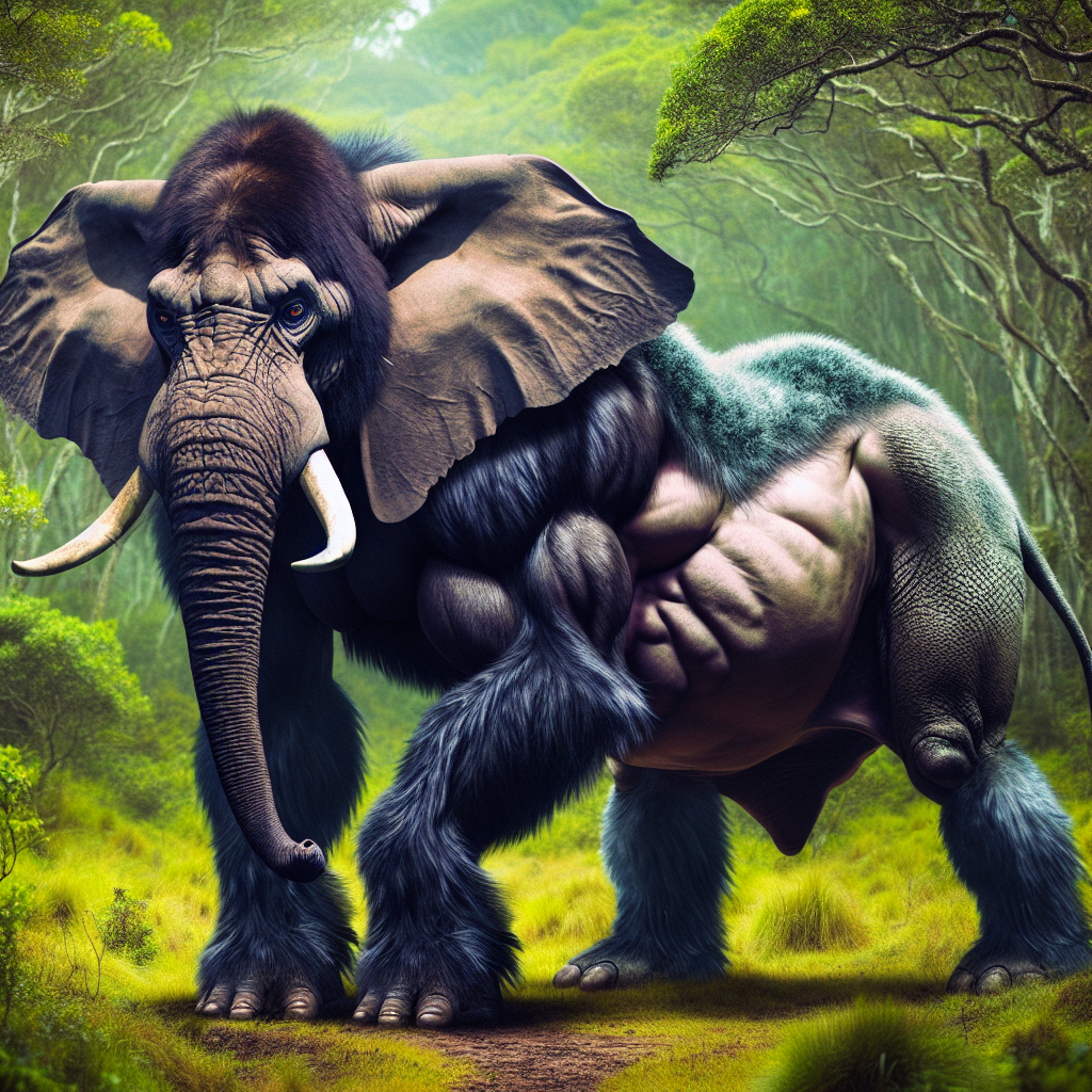 Gorillaphant, an AI-generated hybrid of Gorilla and Elephant