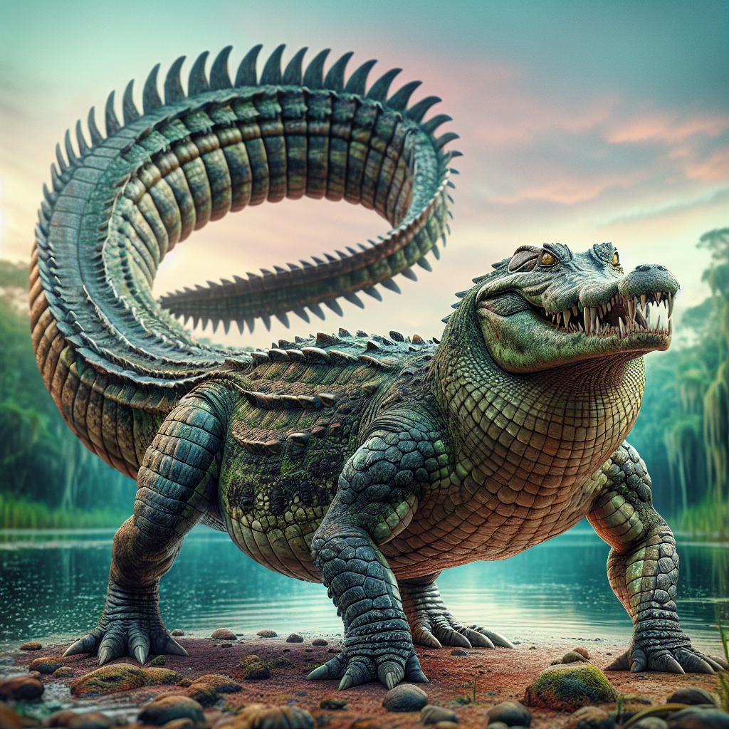 Crocogator, an AI-generated hybrid of Crocodile and Alligator