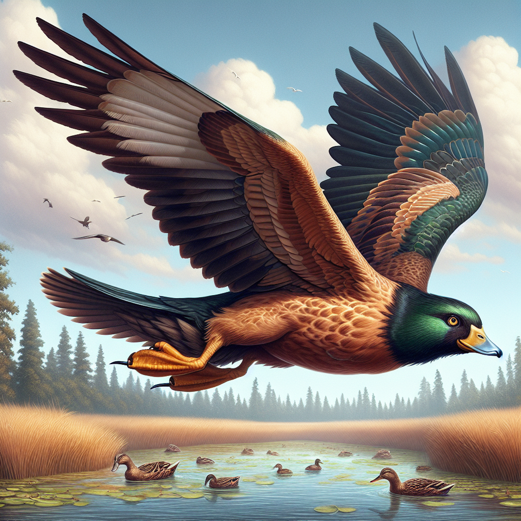 Hawduck, an AI-generated hybrid of Hawk and Duck