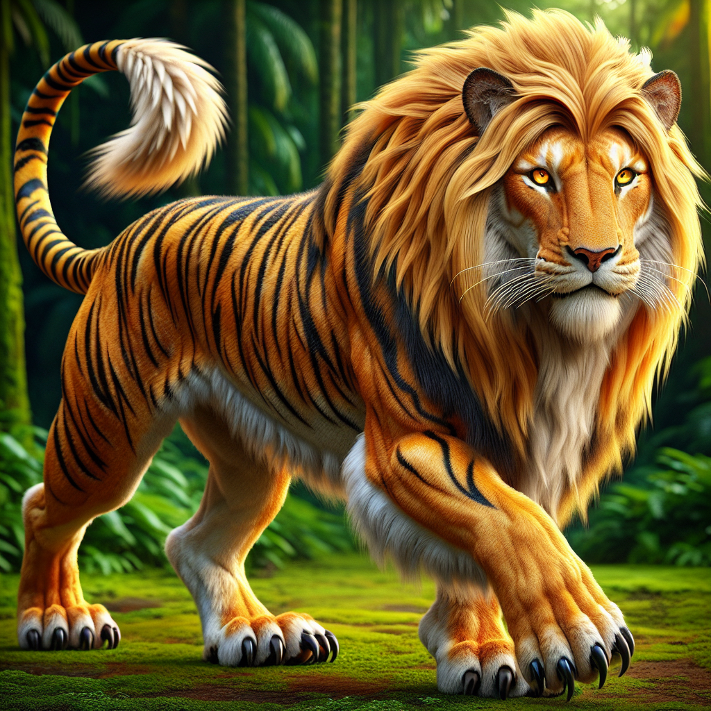 Ligerus, an AI-generated hybrid of Lion and Tiger