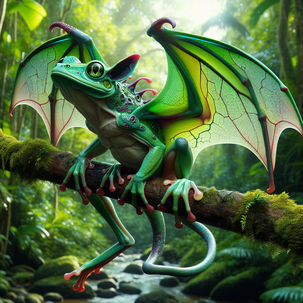 Frogbat, an AI-generated hybrid of Frog and Bat