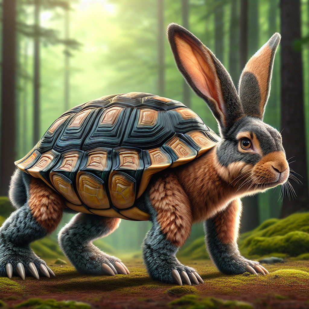 Raburtle, an AI-generated hybrid of Rabbit and Turtle