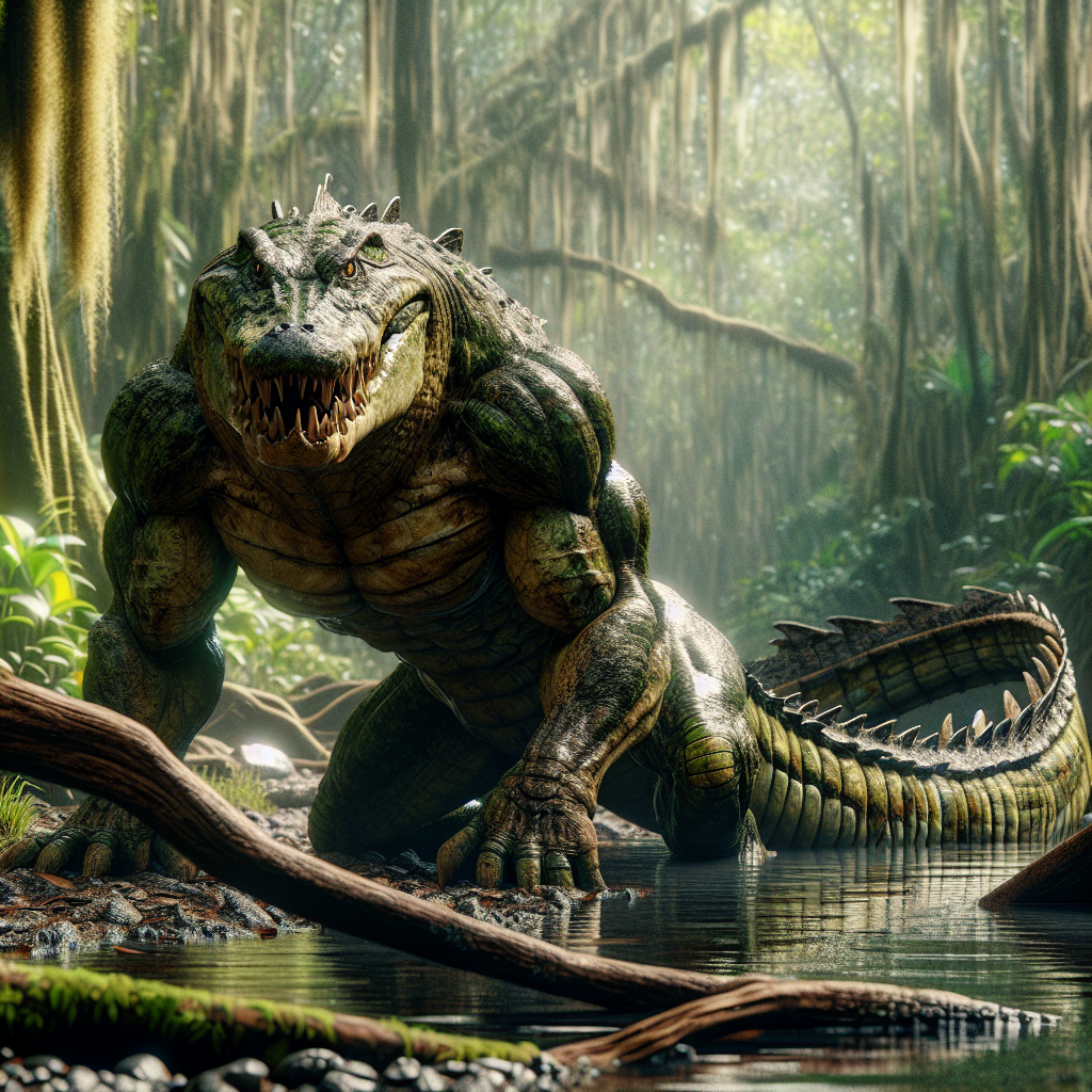 Crocogator, an AI-generated hybrid of Crocodile and Alligator