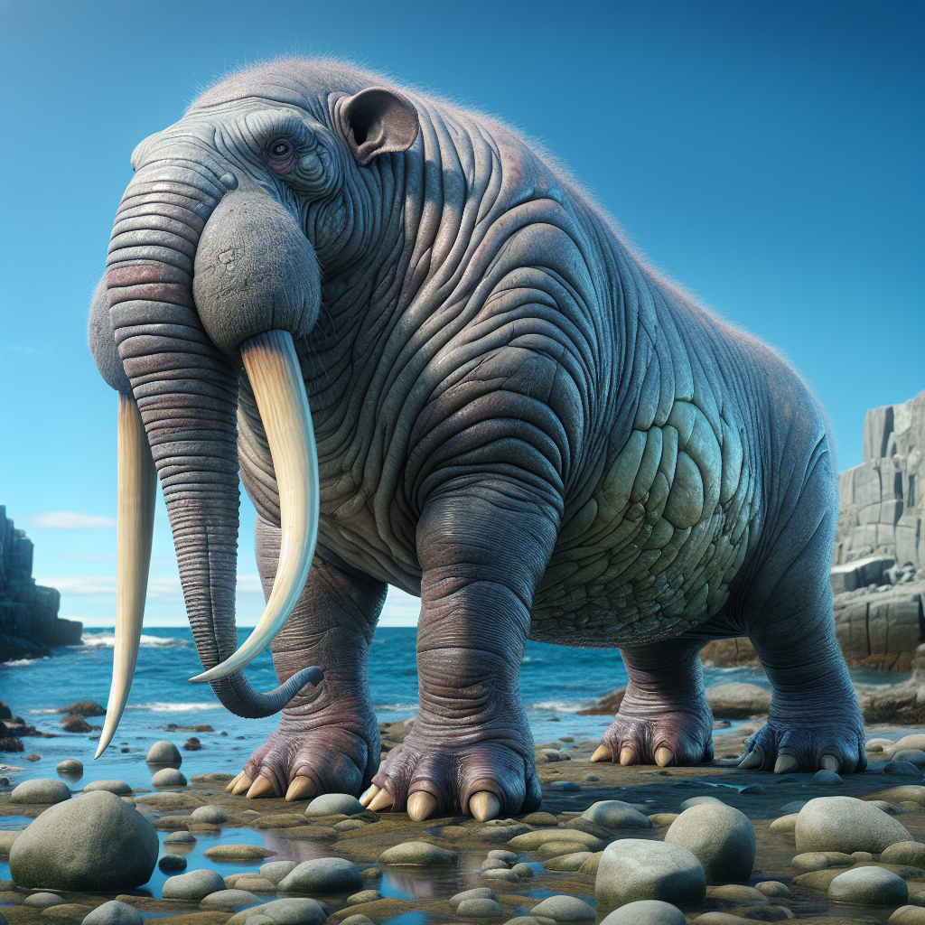 Wal elephant, an AI-generated hybrid of Walrus and Elephant