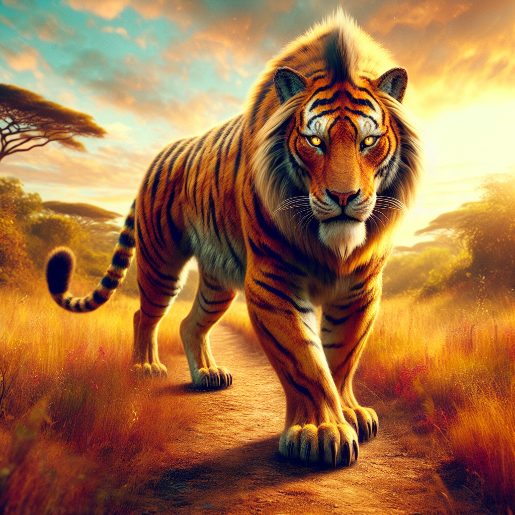 Tigon, an AI-generated hybrid of Tiger and Lion