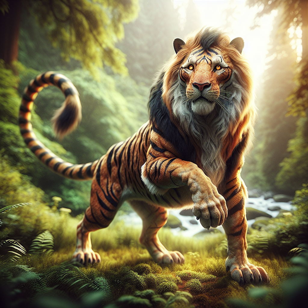 Ligerus, an AI-generated hybrid of Lion and Tiger