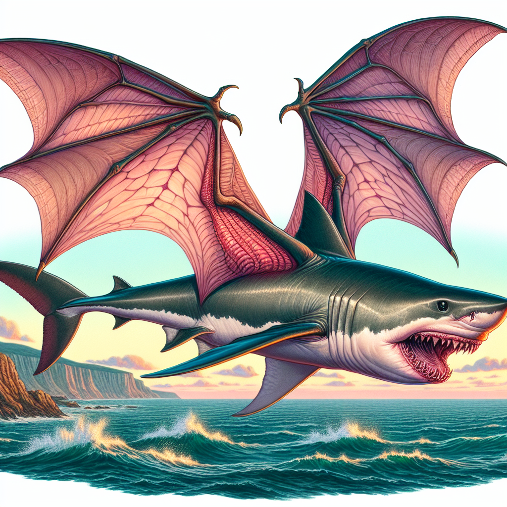 Sharkbat, an AI-generated hybrid of Bat and great white shark