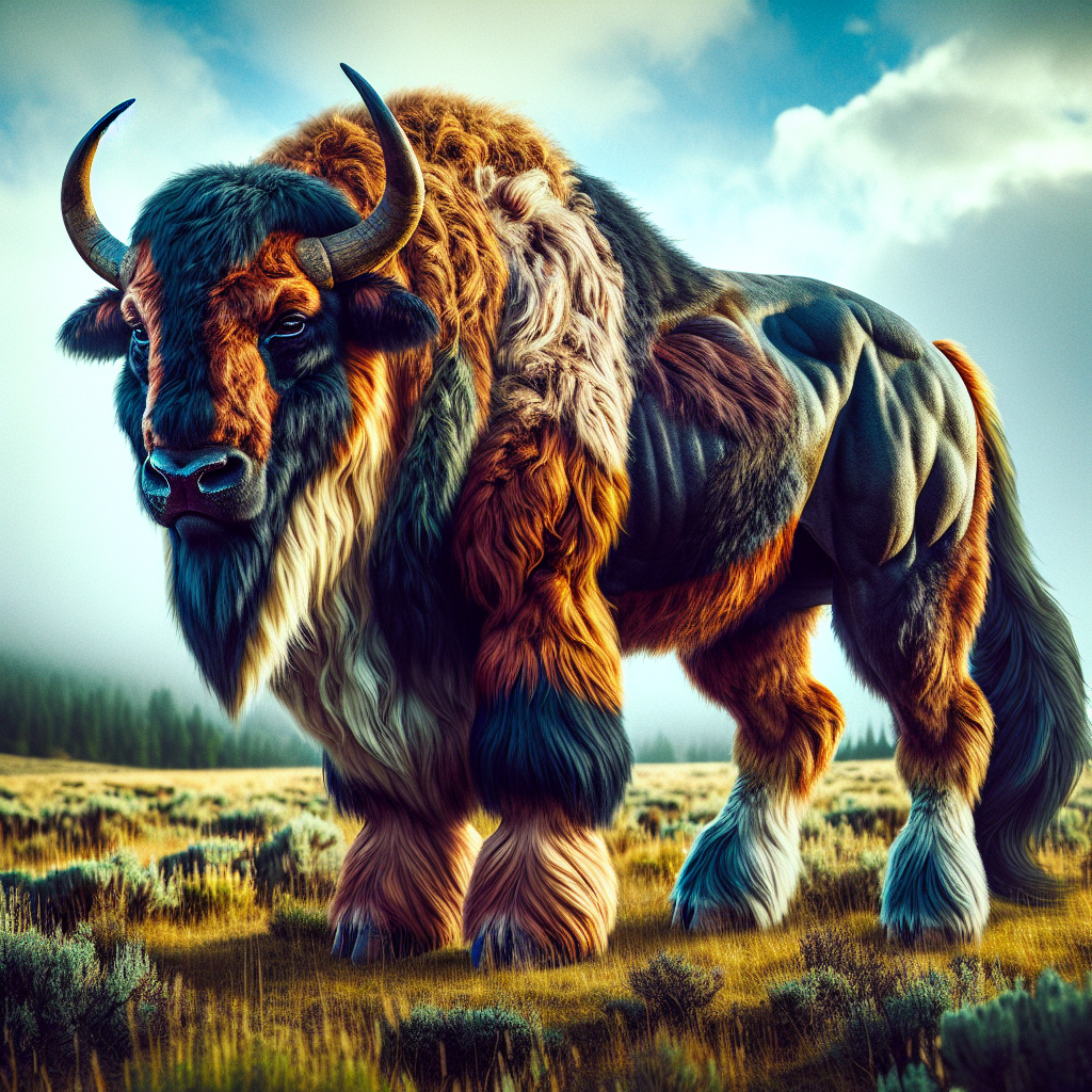 Bioxen, an AI-generated hybrid of Bison and Ox