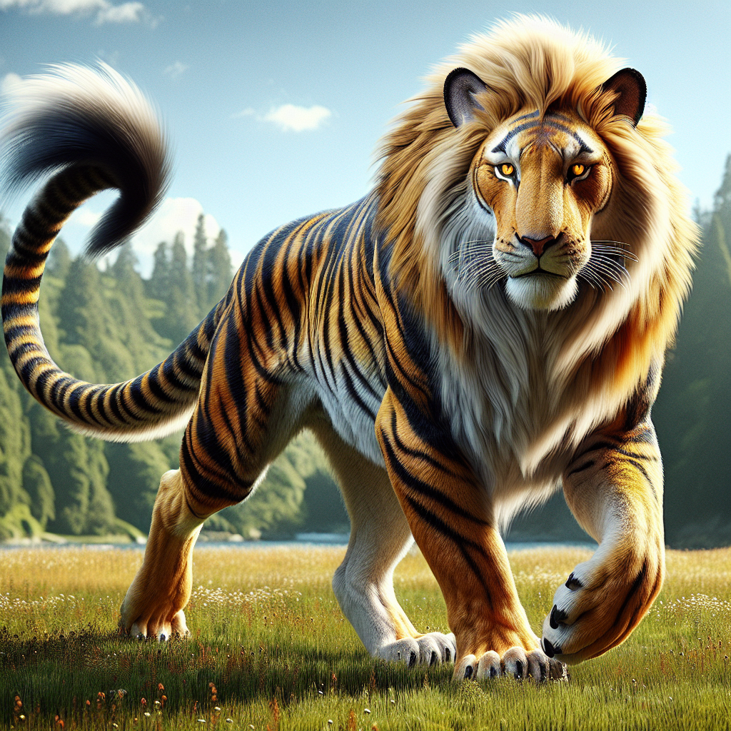 Ligerus, an AI-generated hybrid of Lion and Tiger