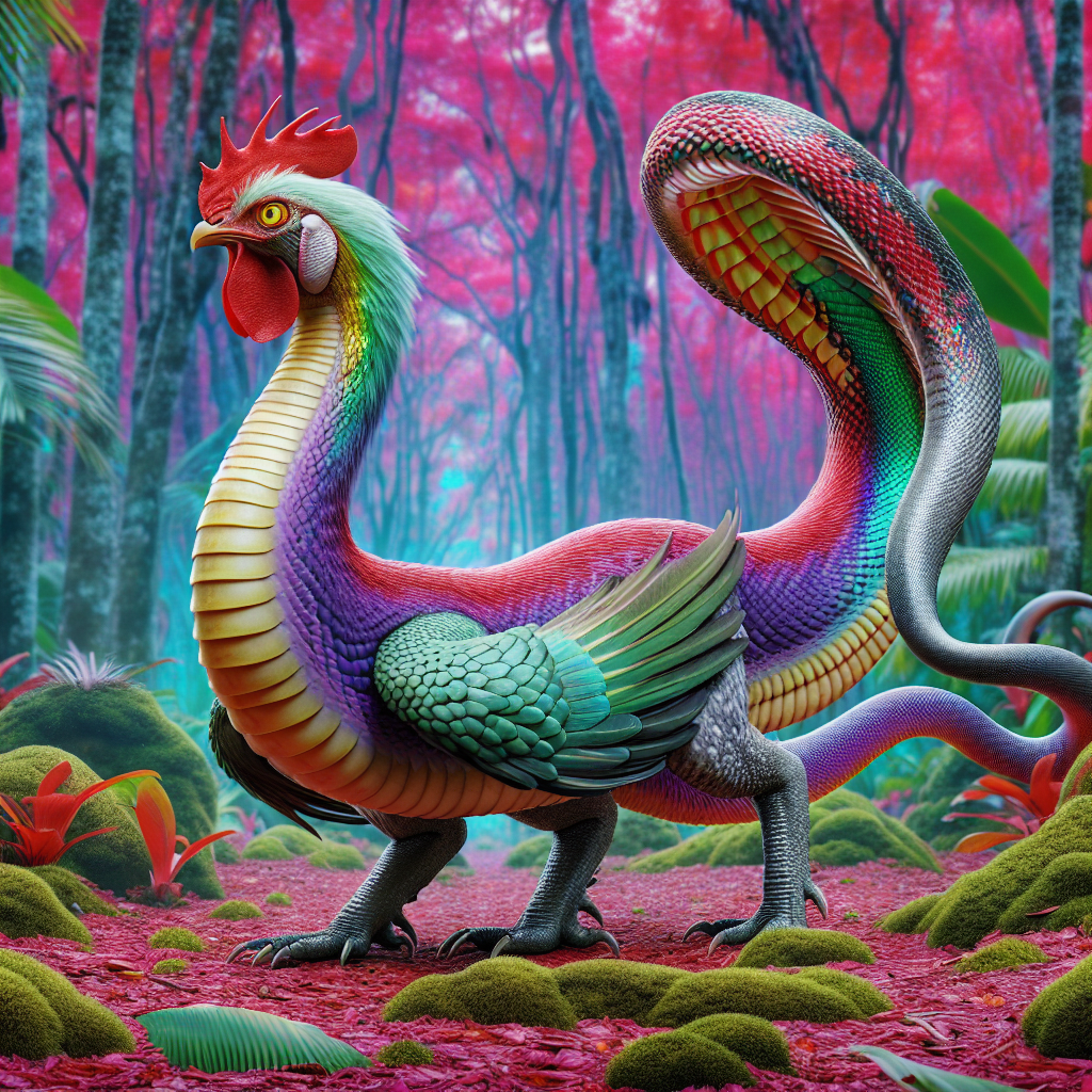 Chicobra, an AI-generated hybrid of Chicken and Cobra