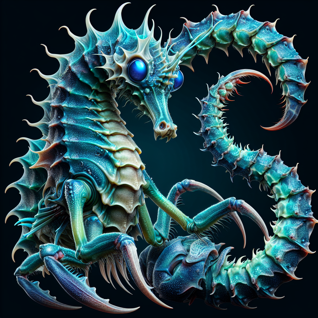 Scorpihorse, an AI-generated hybrid of Scorpion and Seahorse