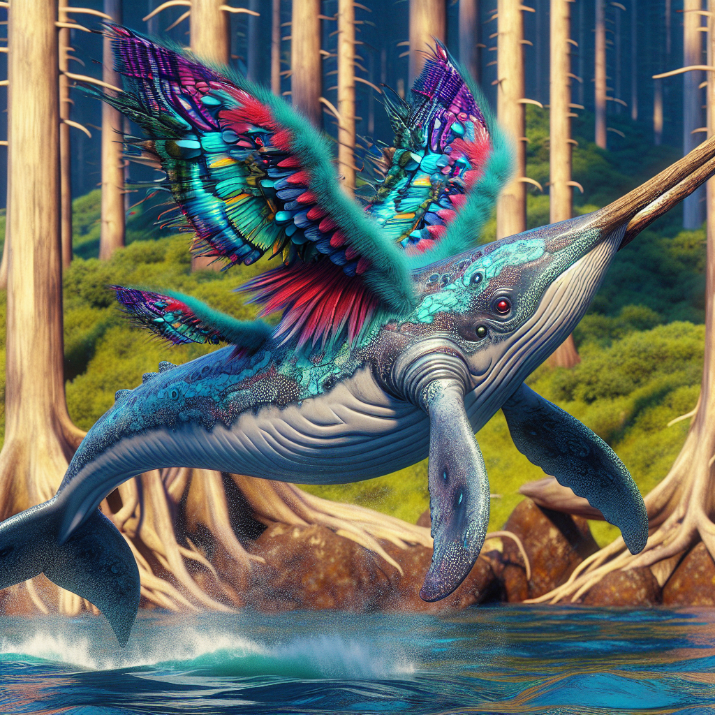 Woodwhale, an AI-generated hybrid of Woodpecker and Whale