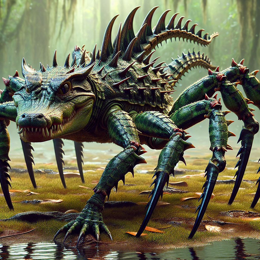 Allispider, an AI-generated hybrid of Alligator and Spider