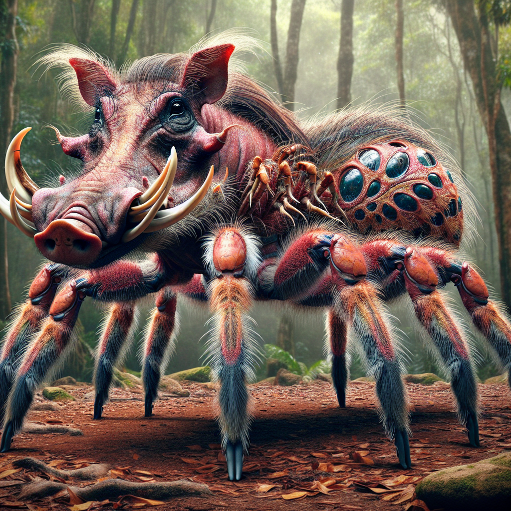 Warthog Spider, an AI-generated hybrid of Warthog and Spider