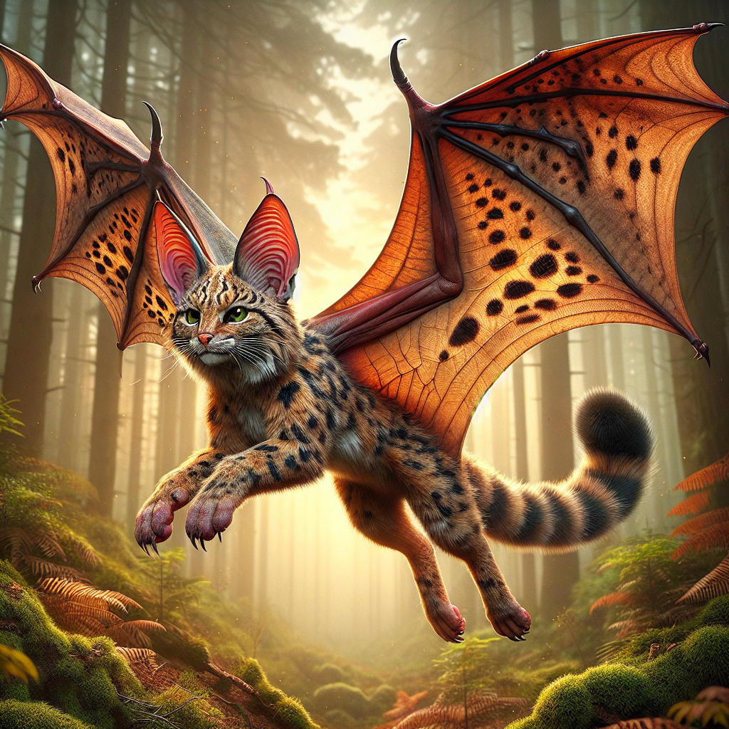 Batcat, an AI-generated hybrid of Bat and Bobcat