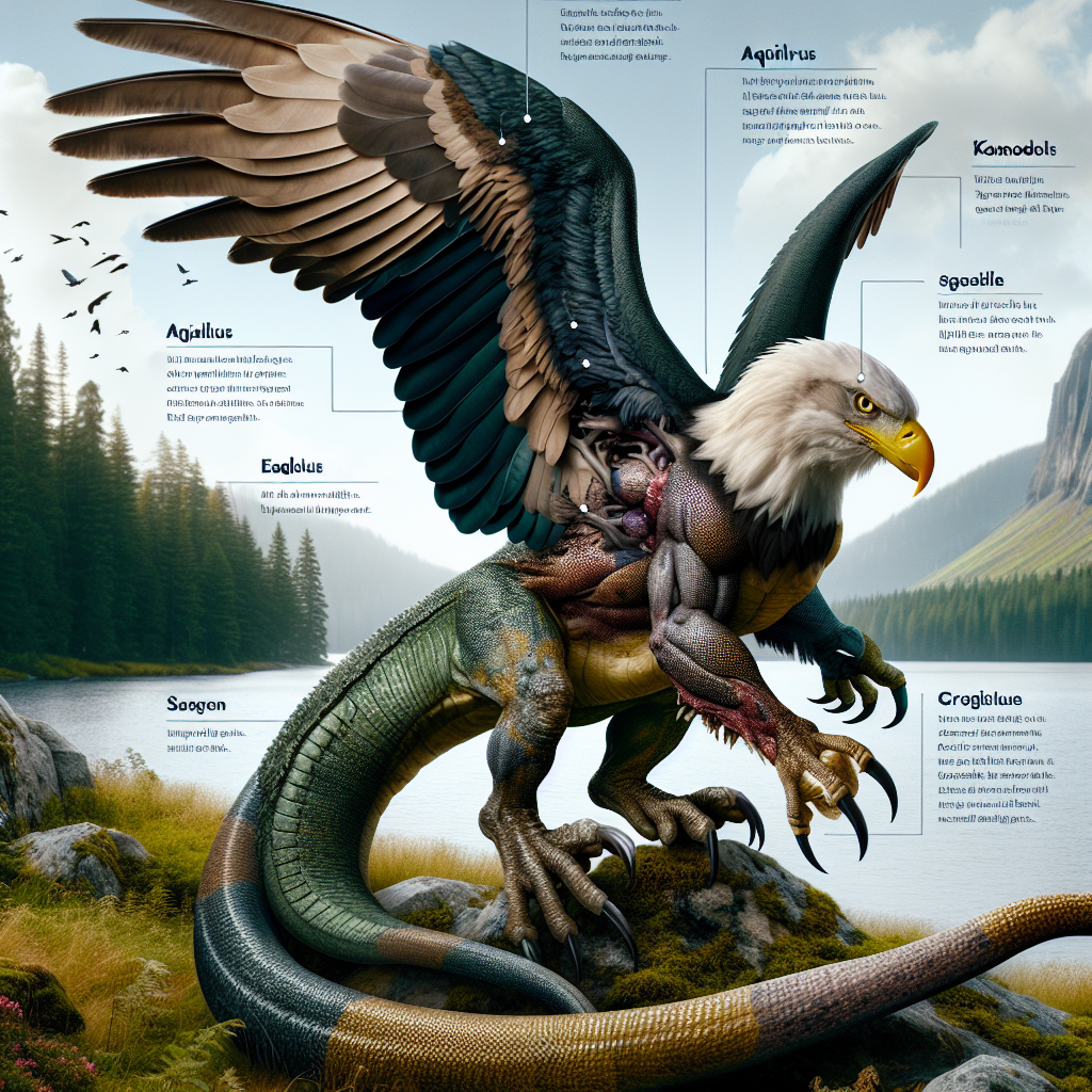 Aquilaurus, an AI-generated hybrid of Bald Eagle and Komodo Dragon