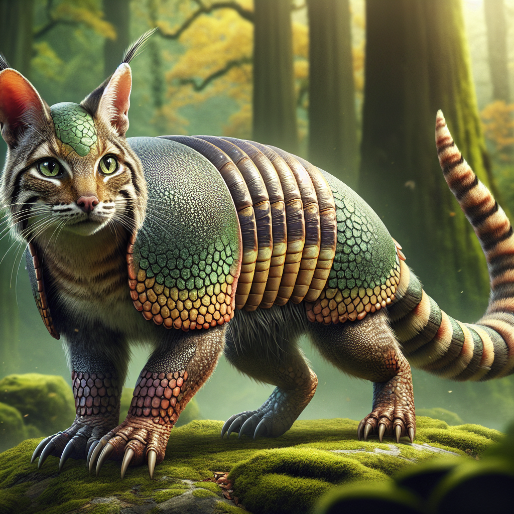 ArmaCattus, an AI-generated hybrid of Armadillo and Bobcat