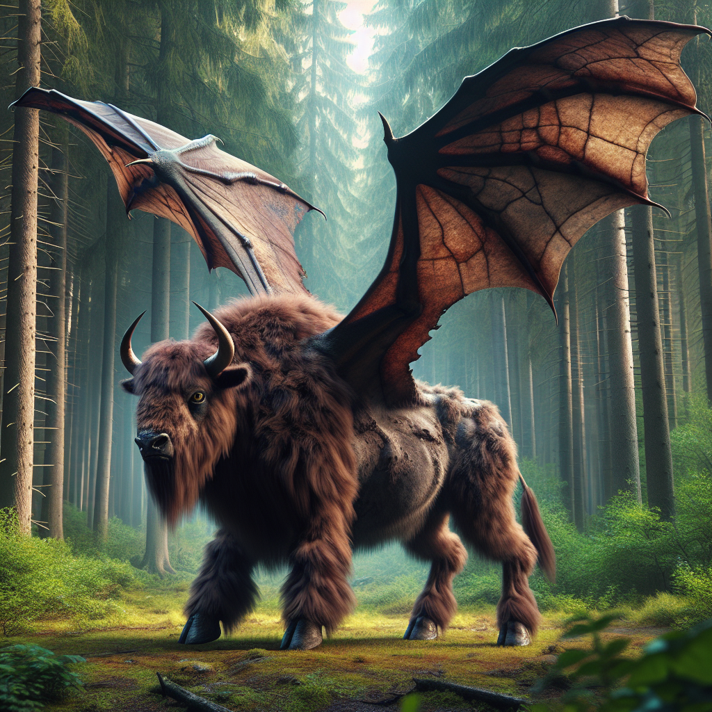 Bisonbat, an AI-generated hybrid of Bat and Bison