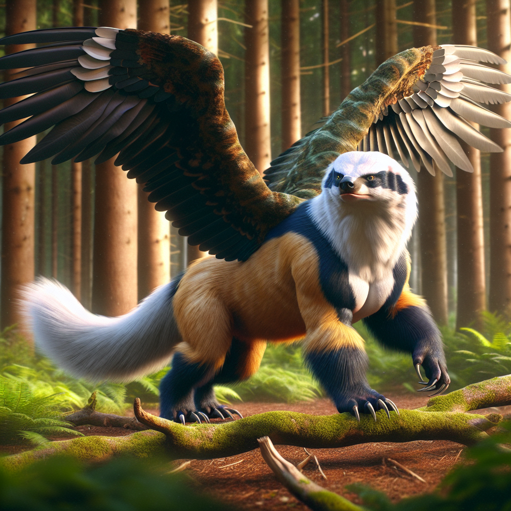 Baldger, an AI-generated hybrid of Bald Eagle and Badger