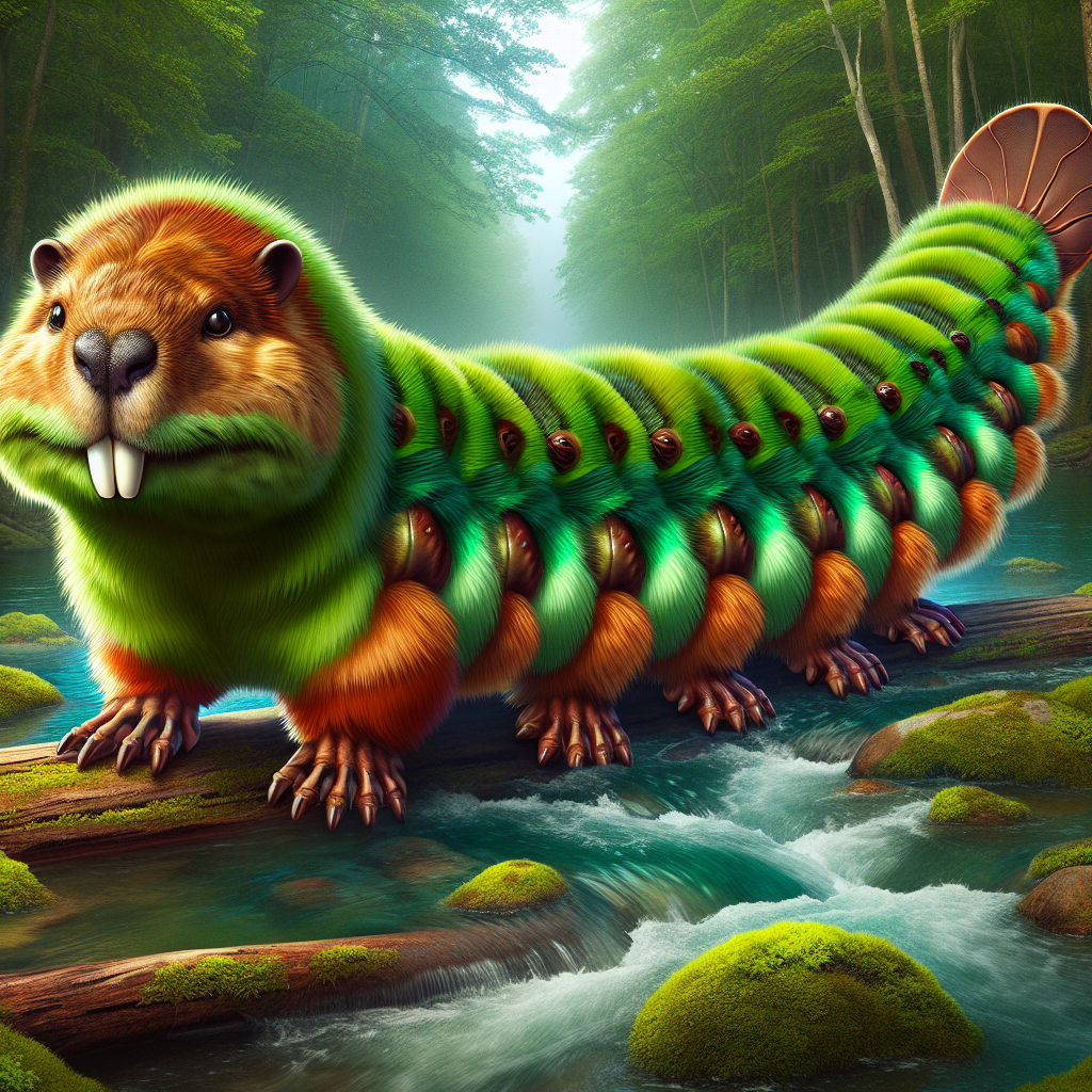 Beavertpillar, an AI-generated hybrid of Beaver and Caterpillar