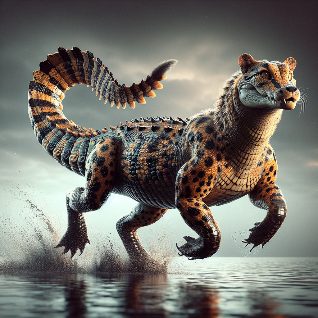 Cheetahgator, an AI-generated hybrid of Alligator and Cheetah