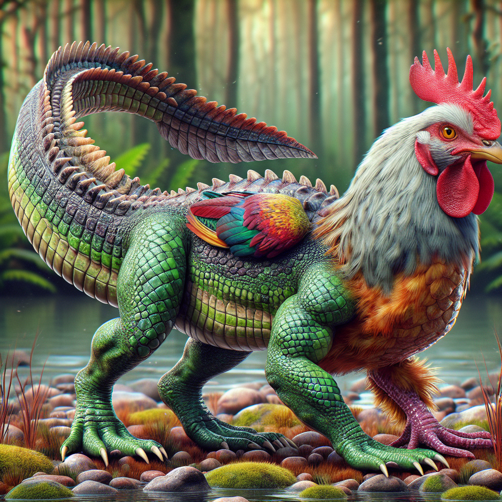 Allichick, an AI-generated hybrid of Alligator and Chicken