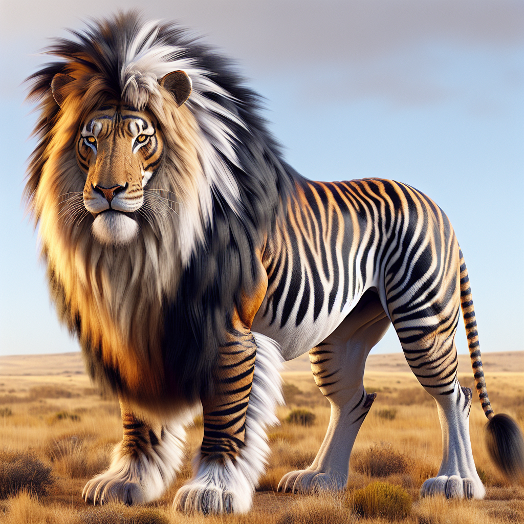 Zebralion, an AI-generated hybrid of Zebra and Lion