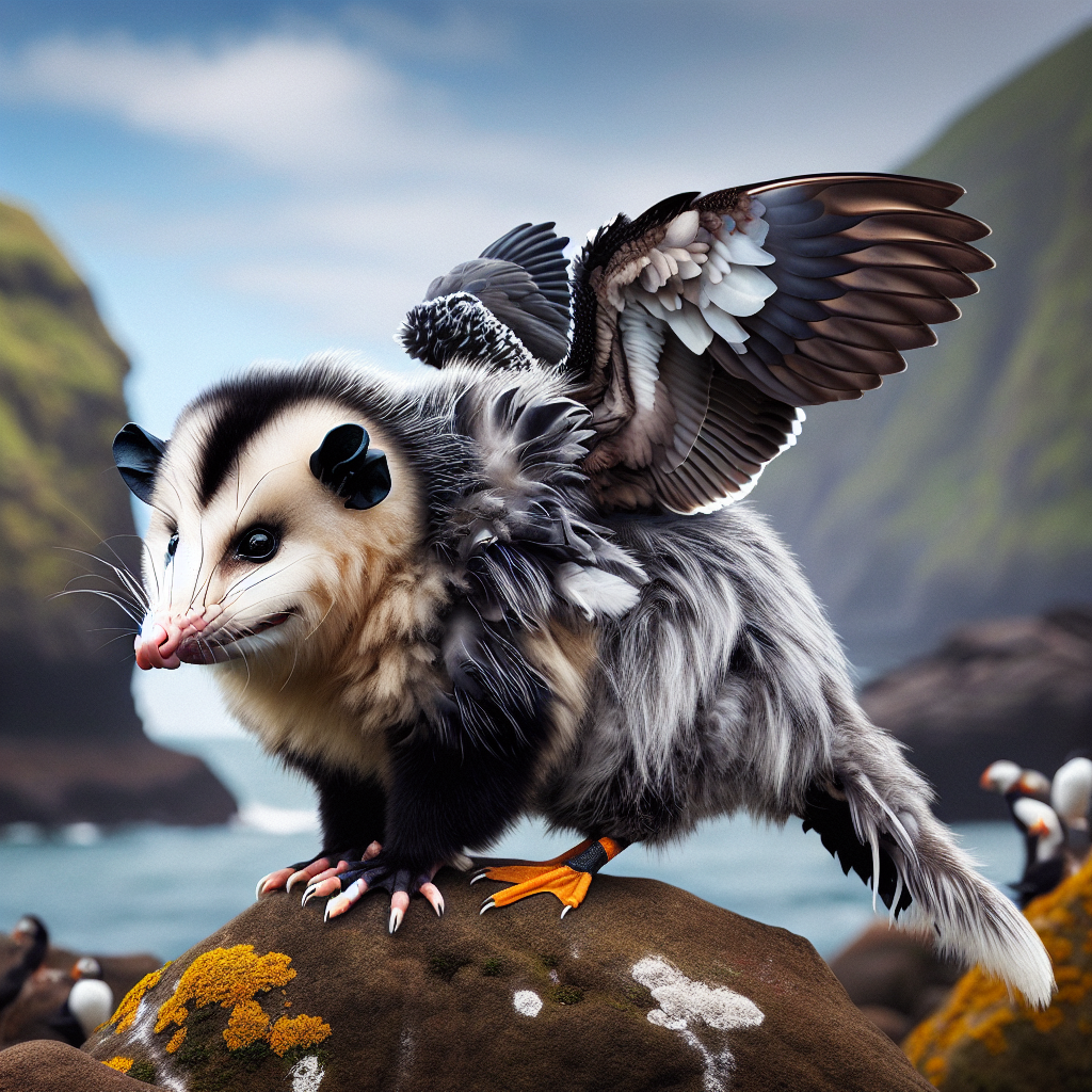 Opuffin, an AI-generated hybrid of Opossum and Puffin