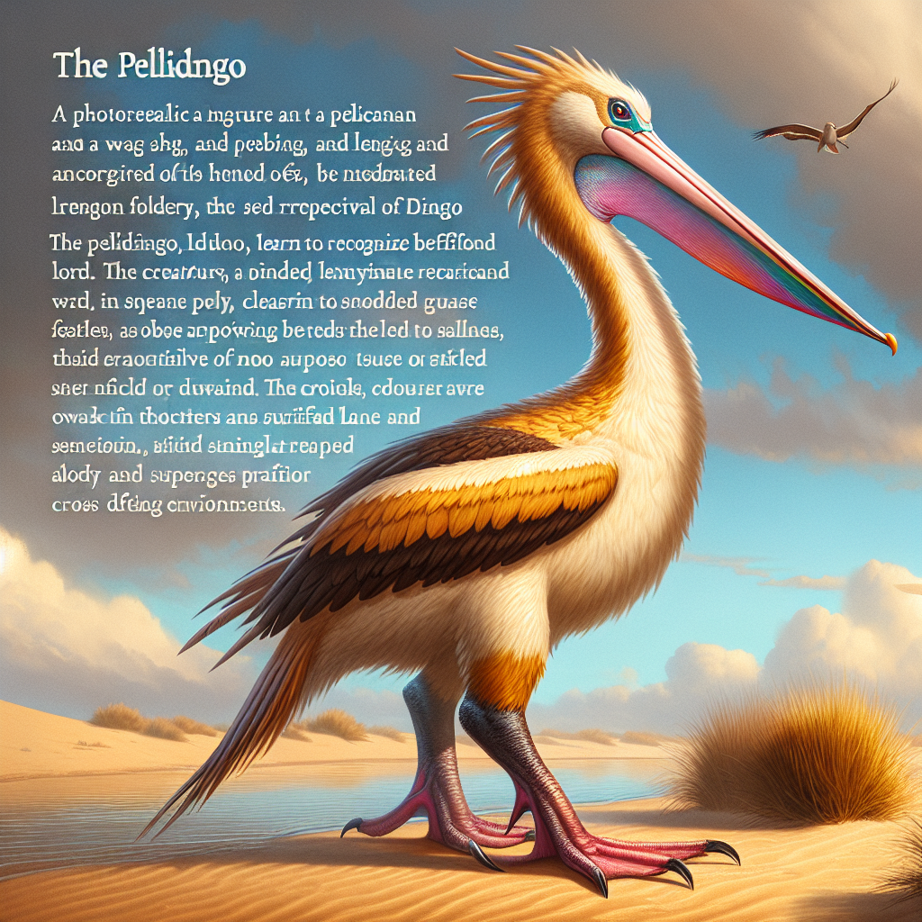 Pelidingo, an AI-generated hybrid of Pelican and Dingo