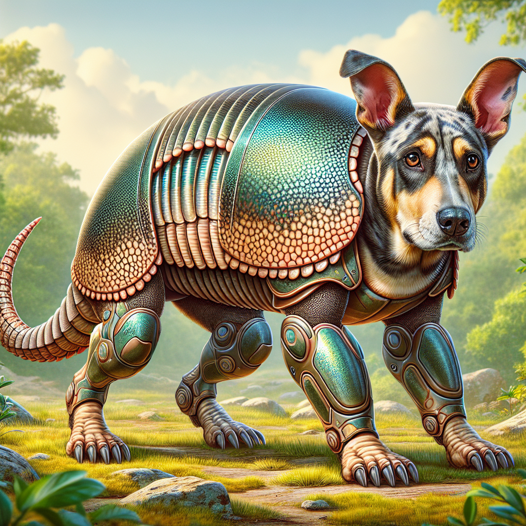Armadog, an AI-generated hybrid of Armadillo and dog