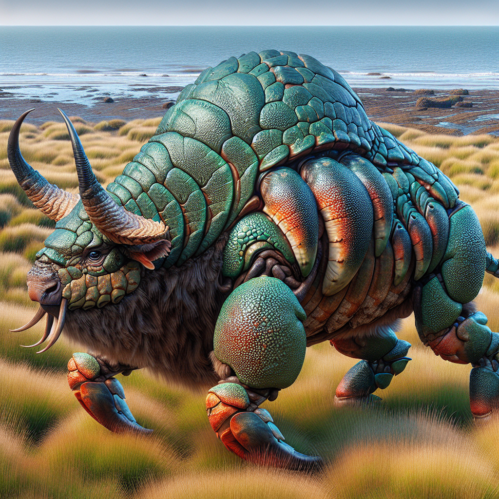 Bicron, an AI-generated hybrid of Bison and Crab