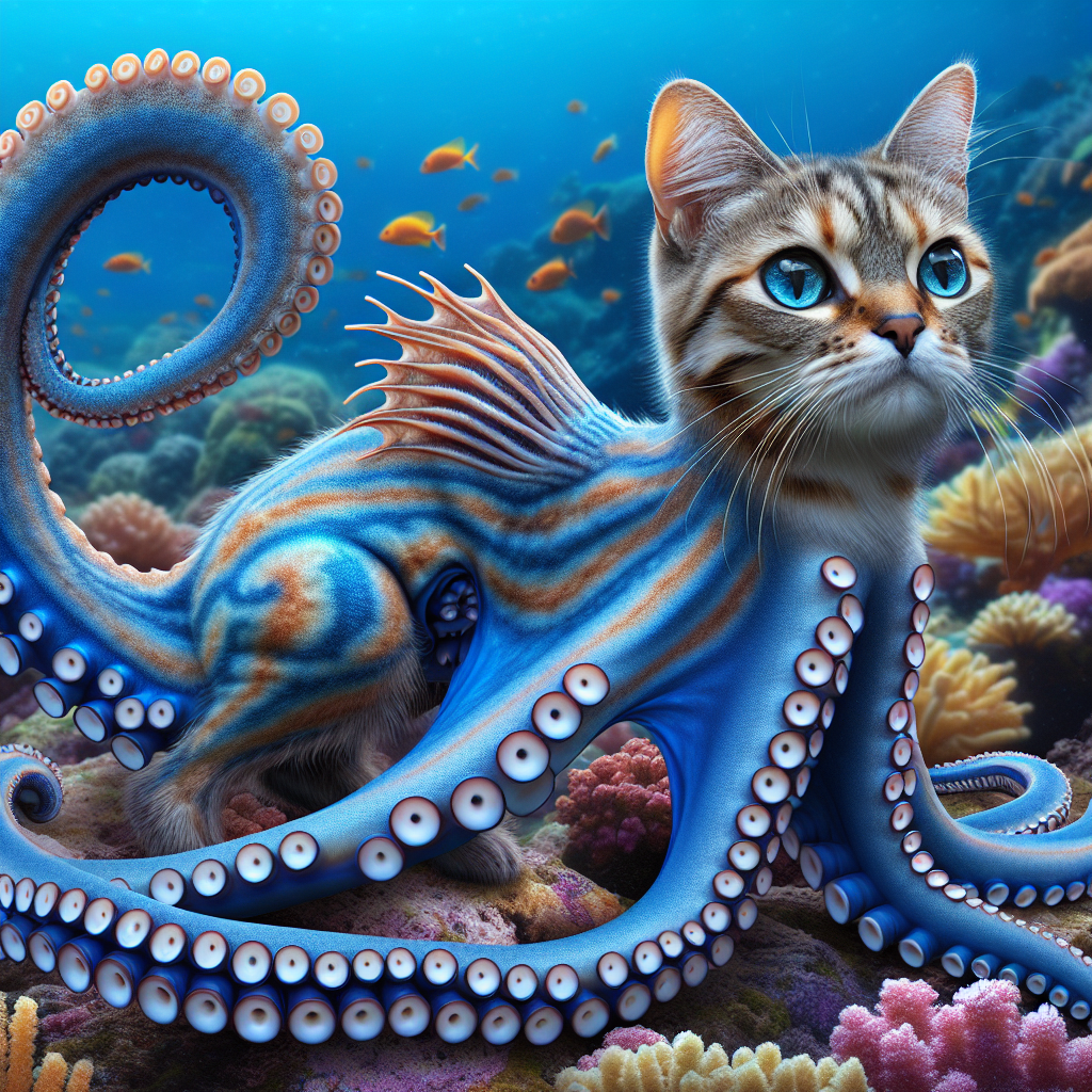 Octocat, an AI-generated hybrid of blue ring octopus and Cat