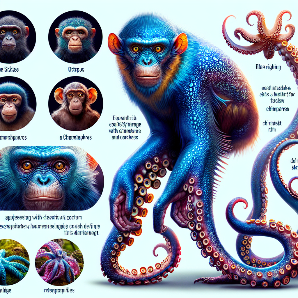 Octopanzee, an AI-generated hybrid of blue ring octopus and Chimpanzee