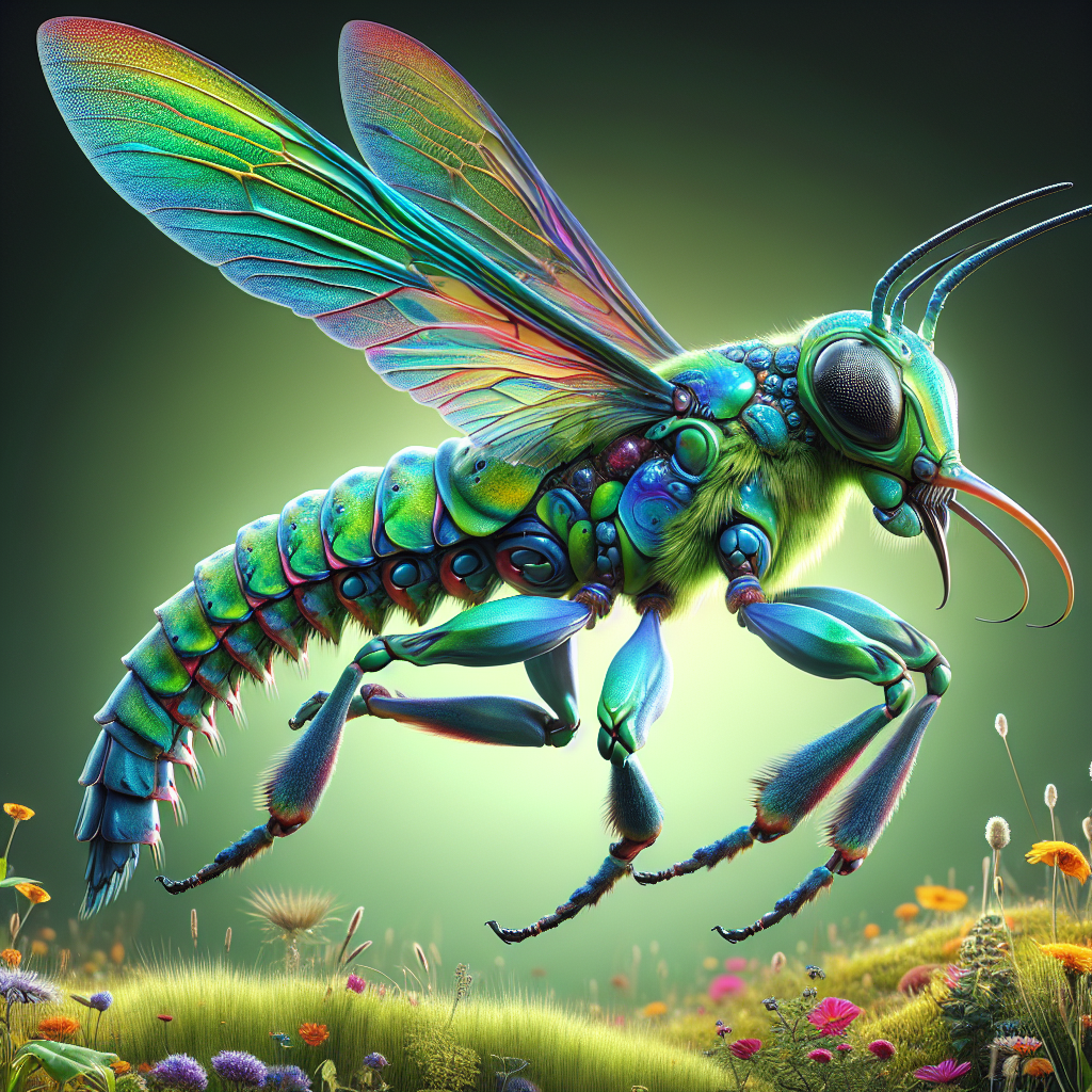 Hummgrass, an AI-generated hybrid of Grasshopper and Hummingbird