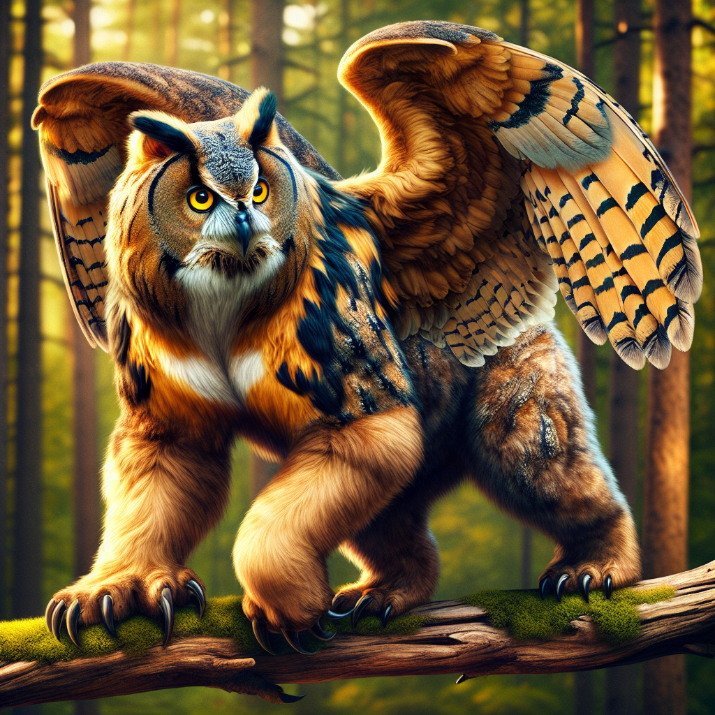 Bearowl, an AI-generated hybrid of Bear and Owl