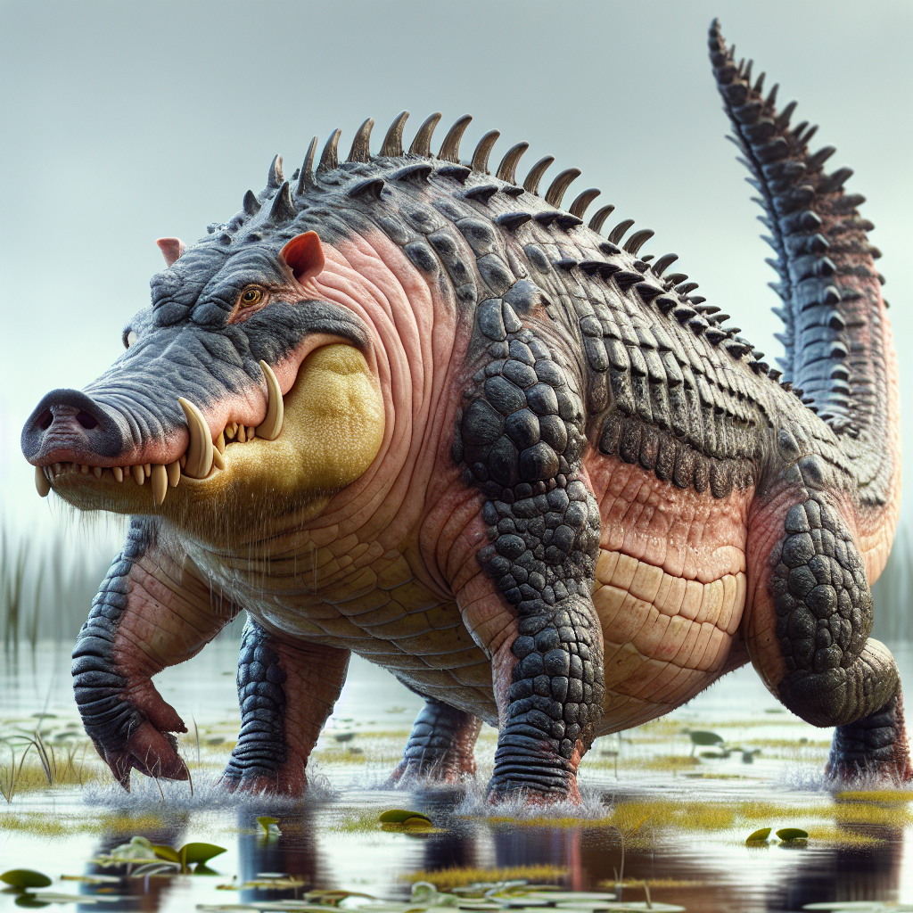 Allipig, an AI-generated hybrid of Alligator and Pig
