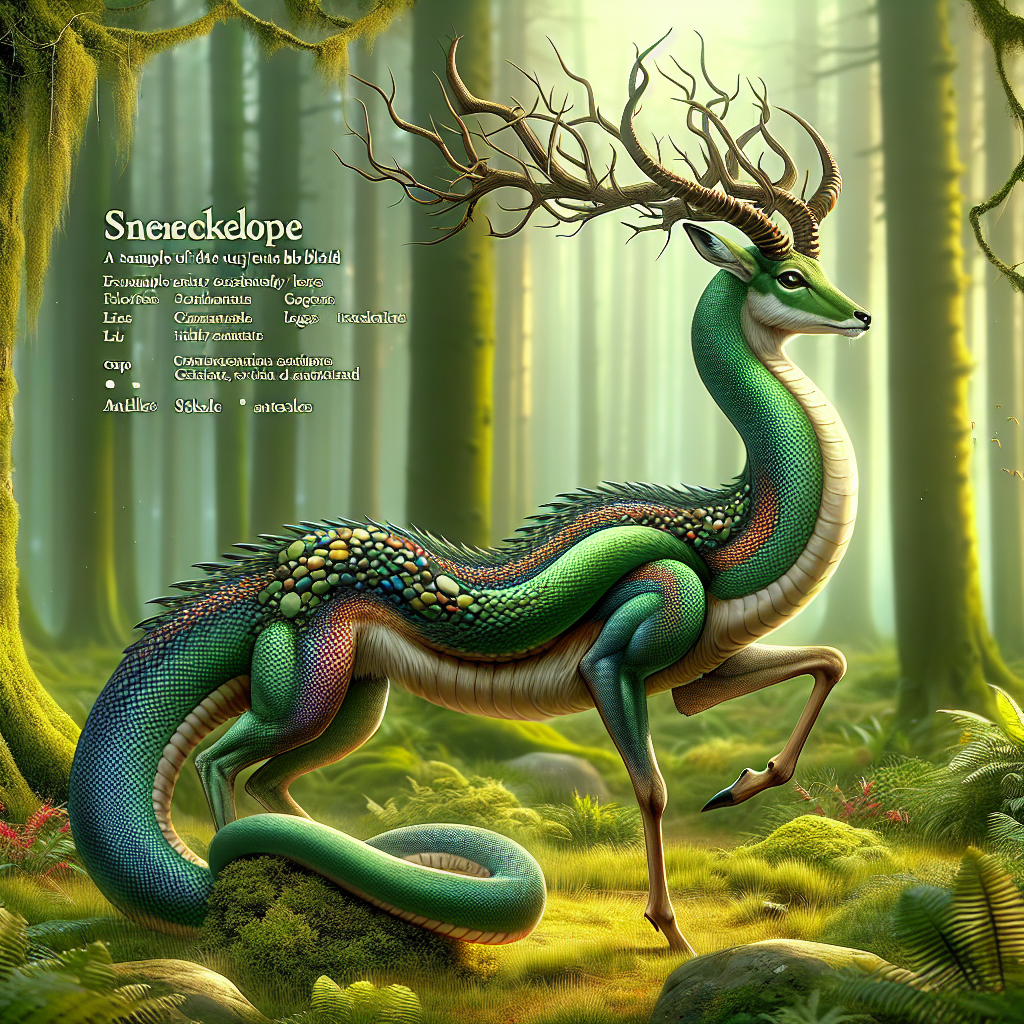 Sneckelope, an AI-generated hybrid of Snake and Antelope