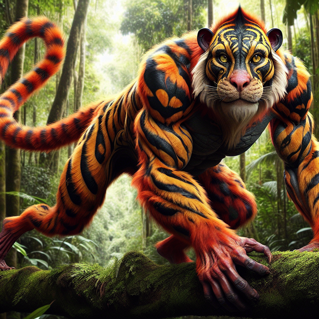 Orangigera, an AI-generated hybrid of Orangutan and Tiger