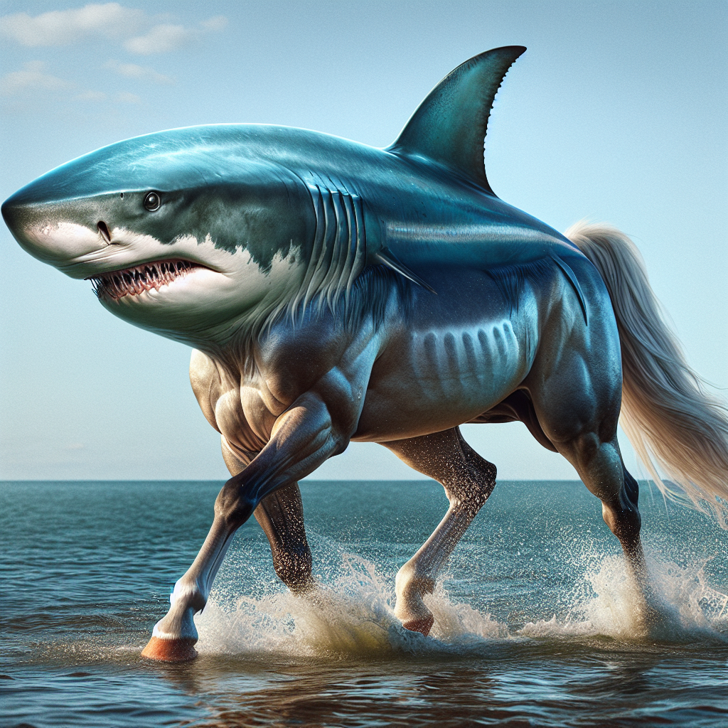 Shorse, an AI-generated hybrid of horse and Shark