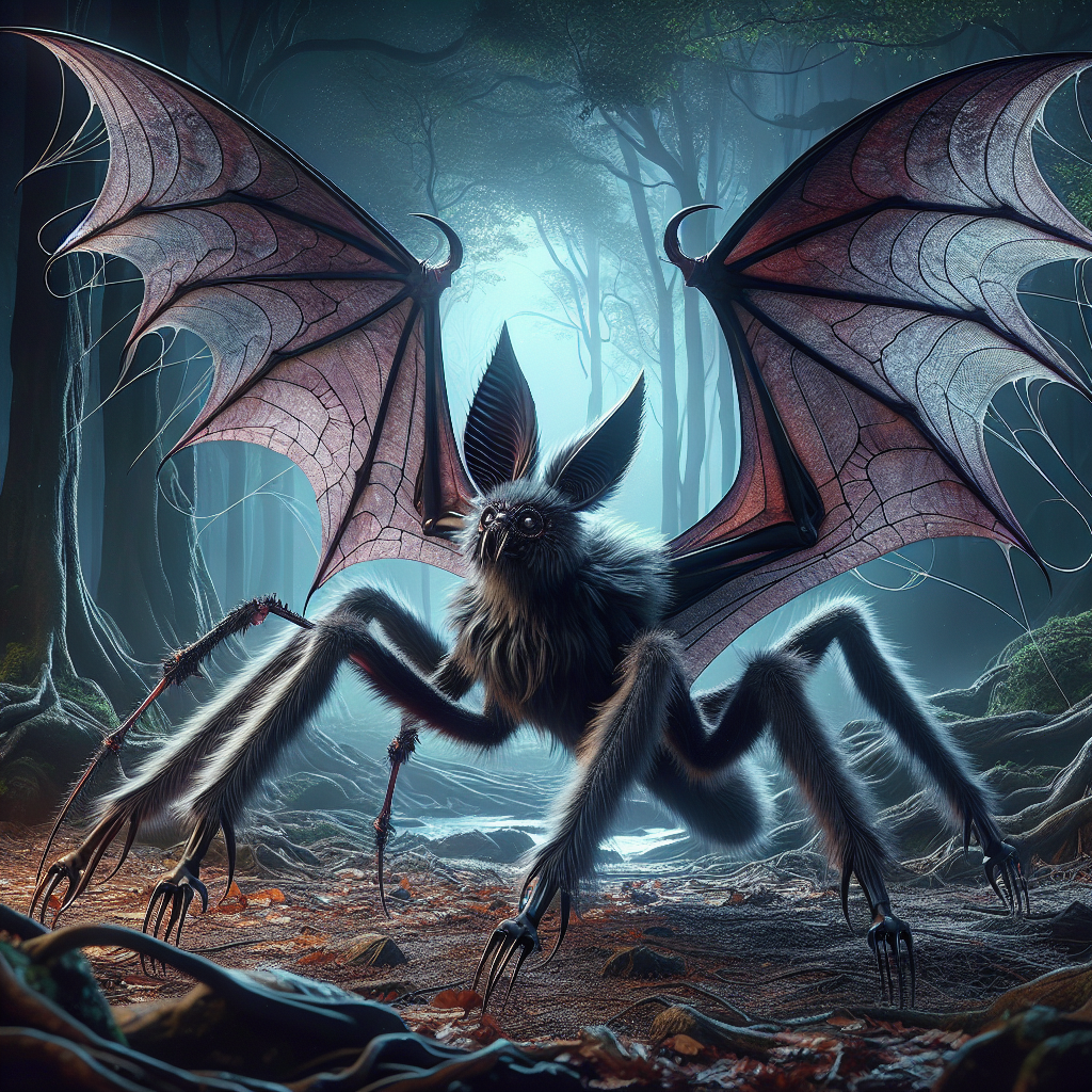 Batsyra, an AI-generated hybrid of Bat and Spider