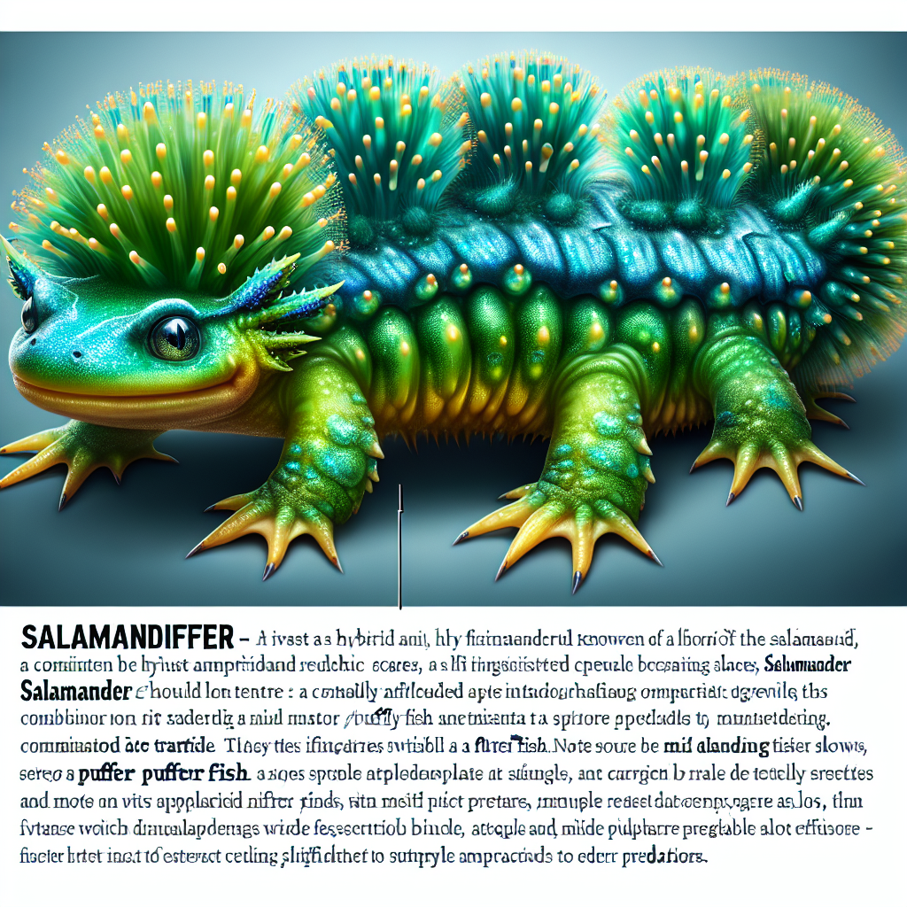 Salamanduffer, an AI-generated hybrid of Salamander and Puffer Fish
